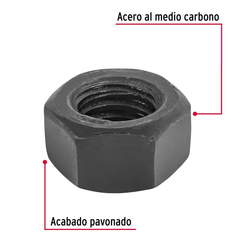 TUE5-3-8FC1.jpg Código: 44697 Bolsa con 100 tuercas 3/8' hexagonales pavonadas, grado 5 TUE5-3-8