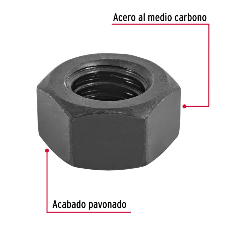 TUE5-7-16FC1.jpg Código: 44698 Bolsa con 60 tuercas 7/16' hexagonales pavonadas, grado 5 TUE5-7-16