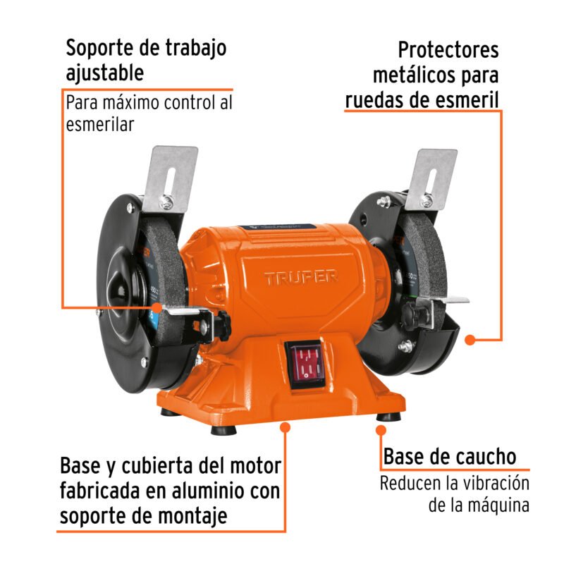 Código: 12784 Esmeril de banco de 5" de 1/4 HP (185 W), Truper