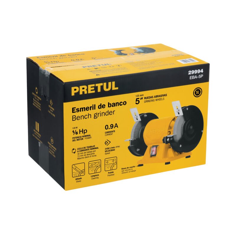 EBA-5P+E1 Código: 29994 Esmeril de banco de 5" de 1/6 HP (120 W), Pretul