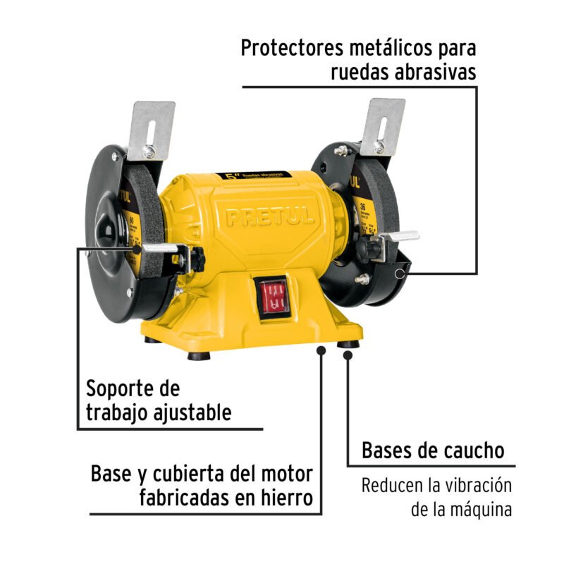 EBA-5P+FC1 Código: 29994 Esmeril de banco de 5" de 1/6 HP (120 W), Pretul