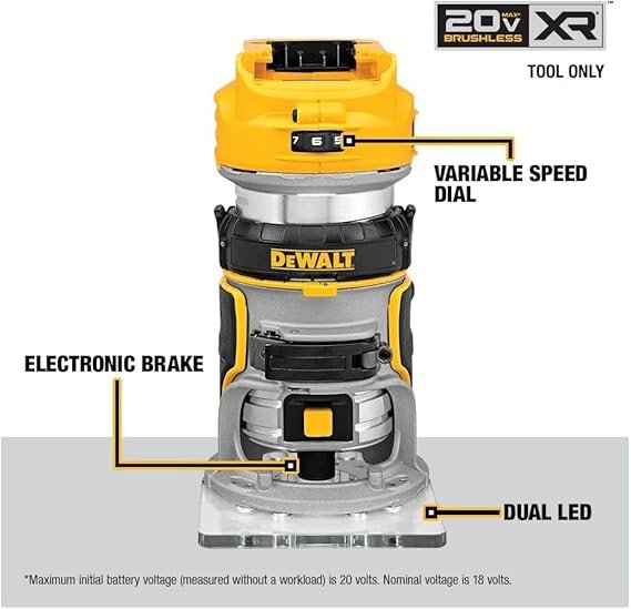 Codigo: DCW600B Fresadora compacta inalámbrica de base fija y sin escobillas XR de 20 V MAX