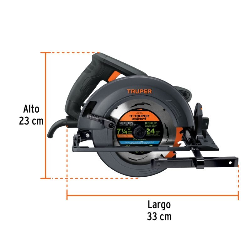 6871b57257da6b95a3ae5be8.jpg Código: 11779 Sierra circular 7-1/4', 1800W, TRUPER INDUSTRIAL SICI-7-1-4N4