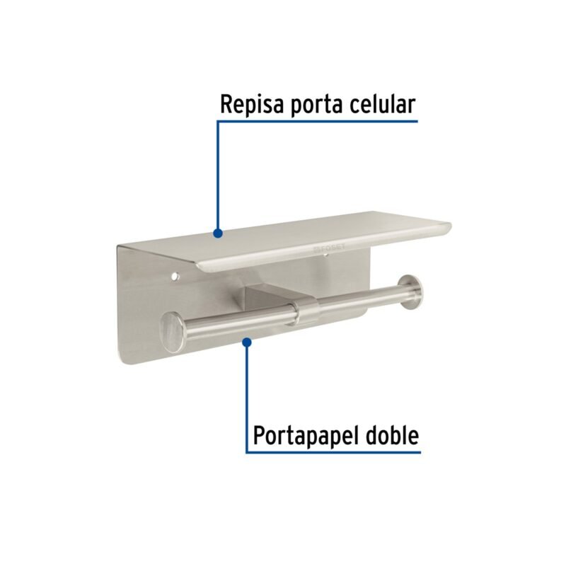 6871c06c57da6b95a3afd660.jpg Código: 46357 Portarrollo doble en satín con soporte para celular, Riviera RIA-85N