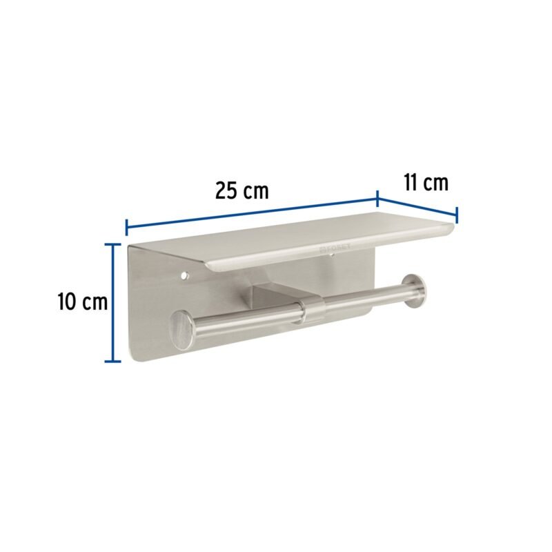 6871c06d57da6b95a3afd670.jpg Código: 46357 Portarrollo doble en satín con soporte para celular, Riviera RIA-85N