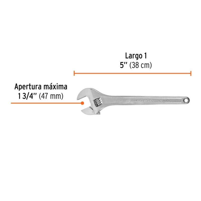Código: 100049 Llave ajustable (perico) 15' profesional cromada, Expert PET-15C
